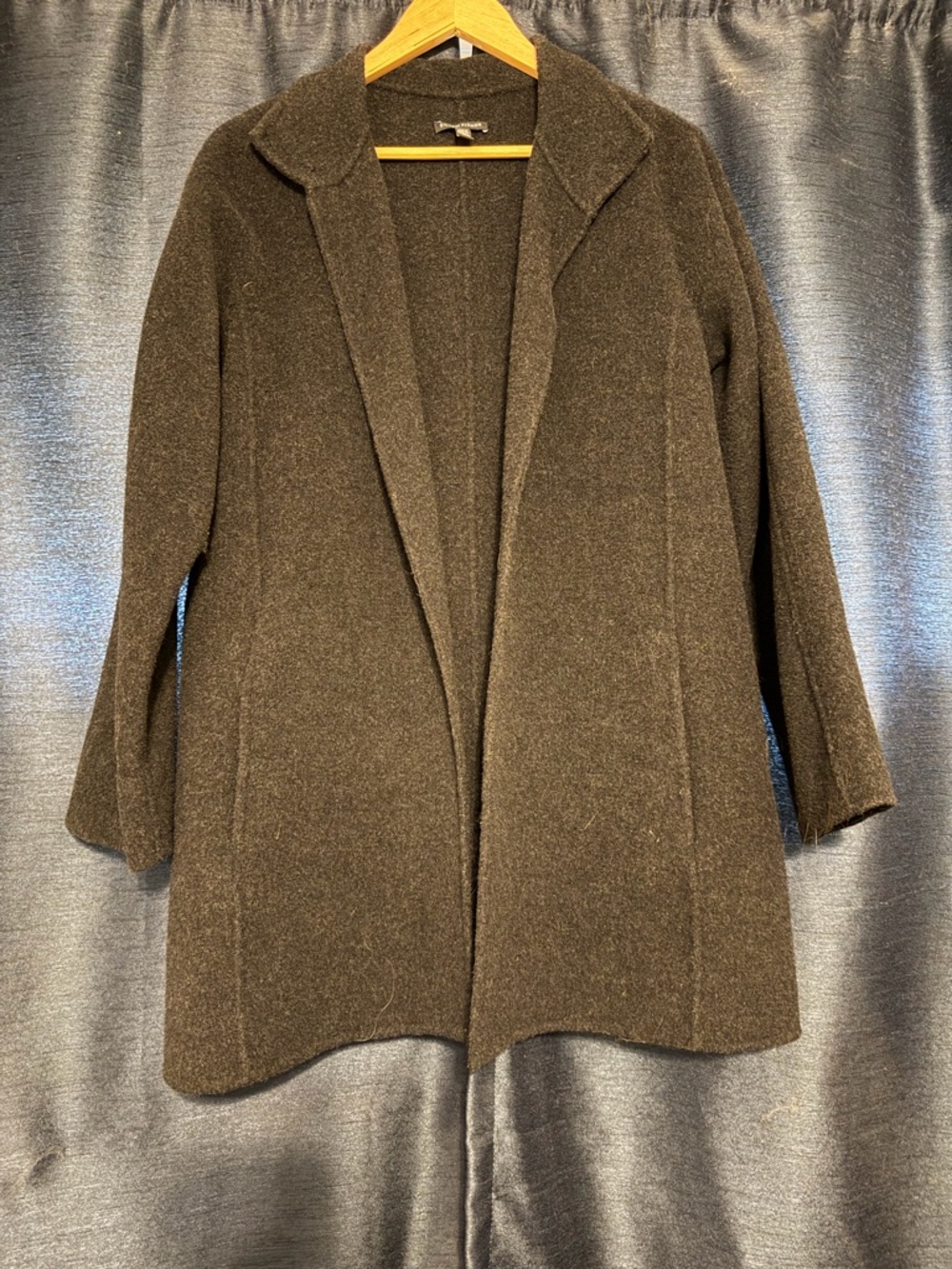 Eileen Fisher Wool Blend Open-Front Coat - Charcoal